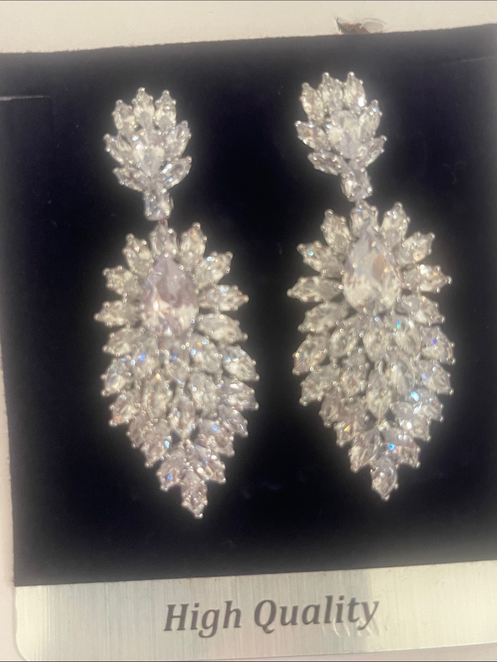 Crystal Teardrop Chandelier Earrings - White Sparkle CZ Earrings